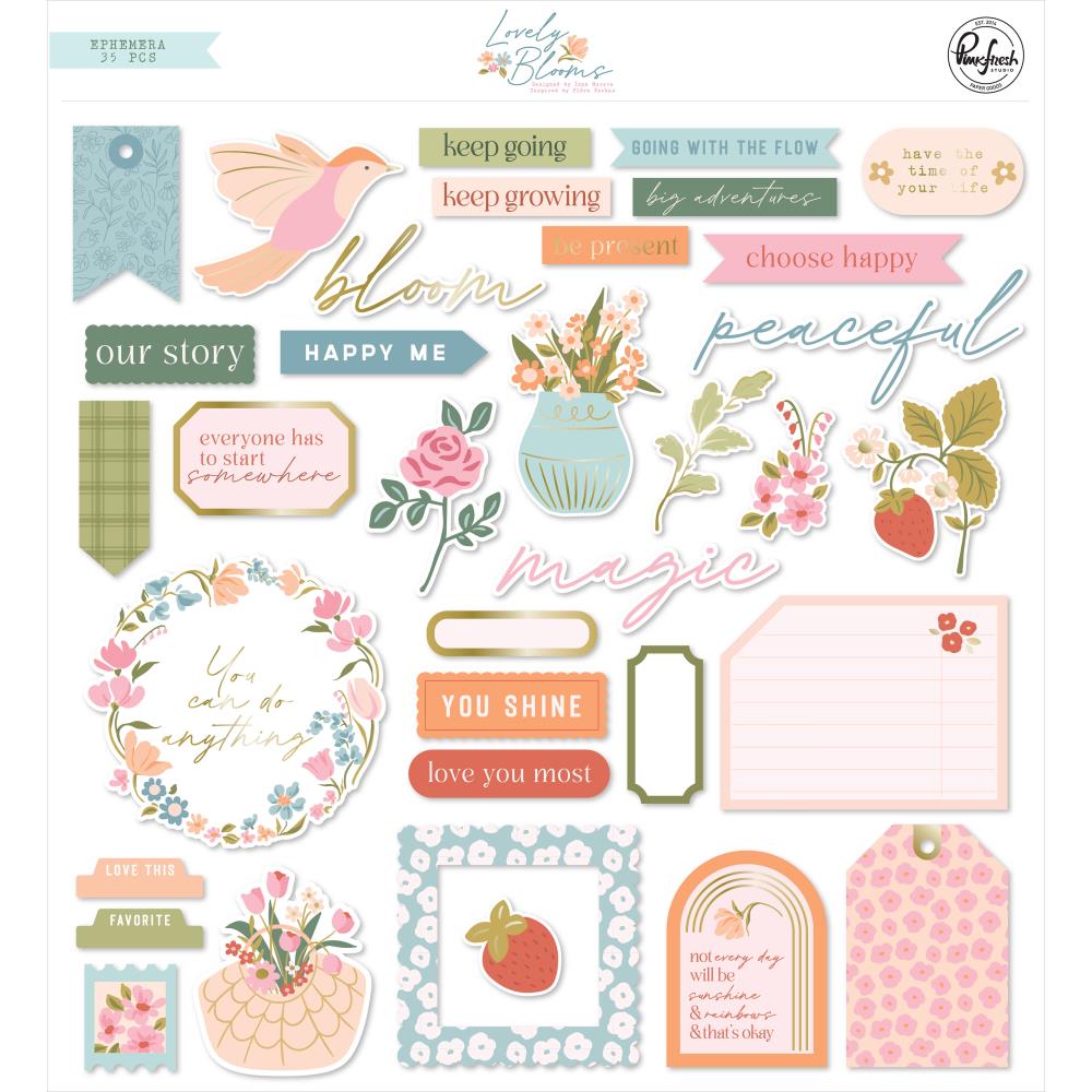 Pinkfresh Studio LOVELY BLOOMS EPHEMERA 35pc