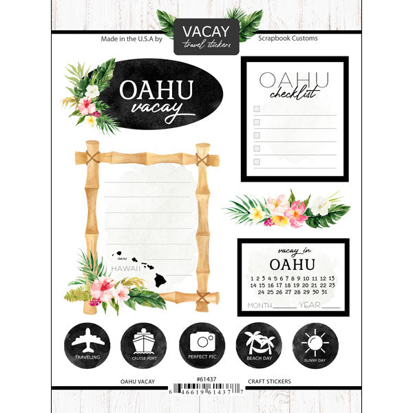 Scrapbook Customs OAHU HAWAII KIT Papers and Stickers 8pc