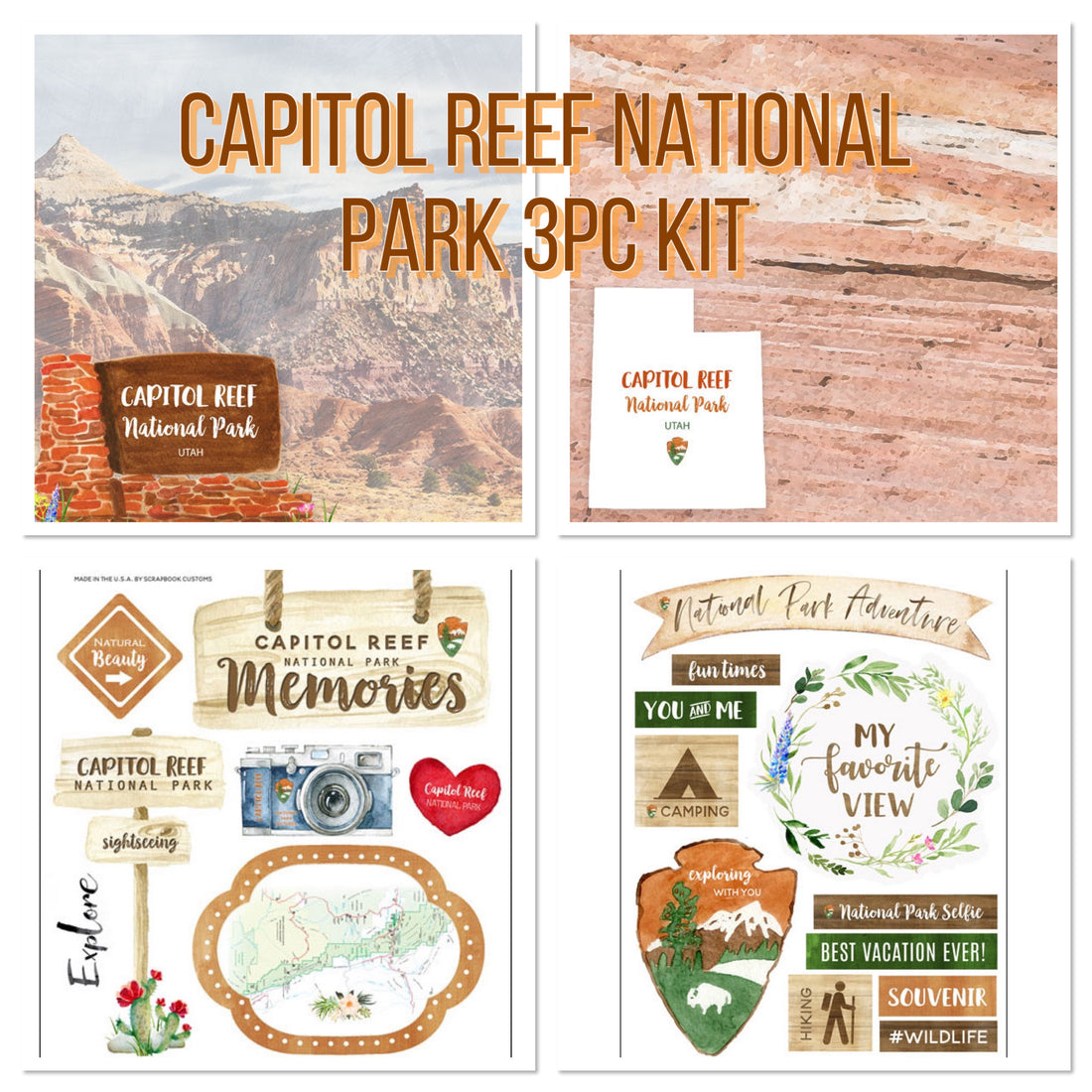 CAPITOL REEF KIT 2 Papers and Stickers 3pc