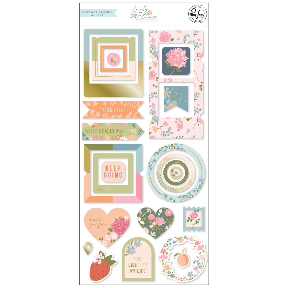 Pinkfresh Studio LOVELY BLOOMS CHIPBOARD FRAMES 24pc