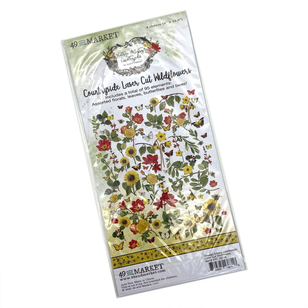 49 and Market Vintage Artistry COUNTRYSIDE LASER CUT WILDFLOWERS 95pc