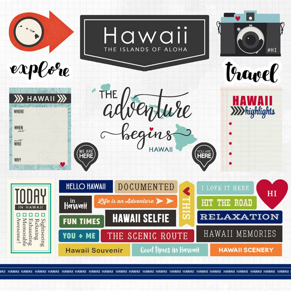 Scrapbook Customs HAWAII ADVENTURE KIT Papers and Stickers 10pc