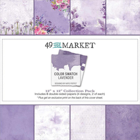 49 and Market COLOR SWATCH LAVENDER 12x12 Scrapbook Collection Paper Pack