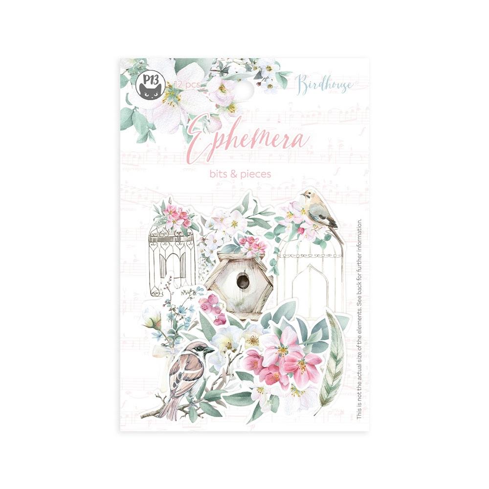 P13 BIRDHOUSE Ephemera Bits & Pieces 12pc