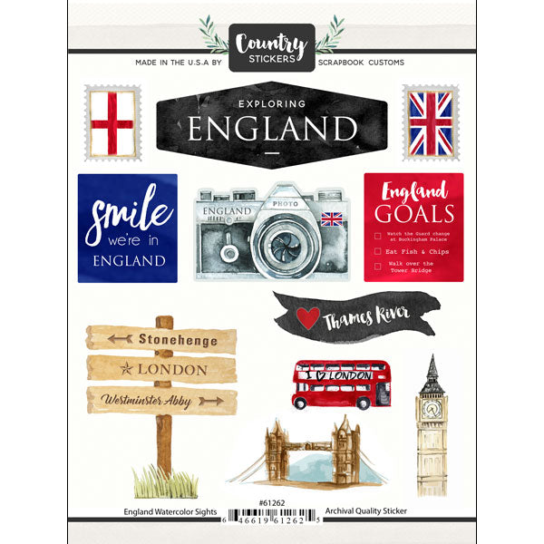 ENGLAND ADVENTURE KIT Papers and Stickers 12pc