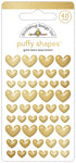 Doodlebug GOLD HEART ASSORTMENT Puffy Shapes 45pc