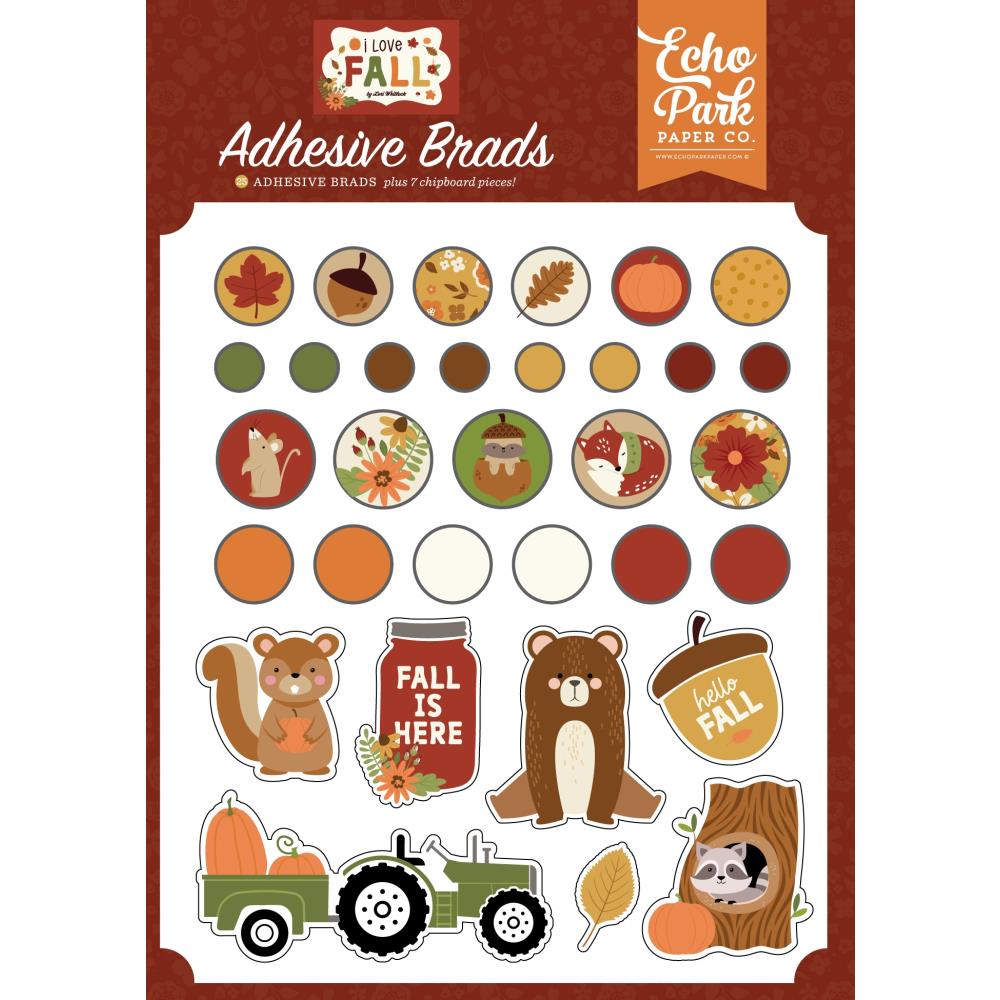 Echo Park I LOVE FALL ADHESIVE BRADS 32pc