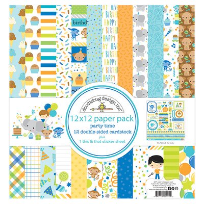 Doodlebug PARTY TIME Collection 12X12 Paper Pack 13pc. Scrapbooksrus