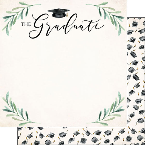 GRADUATION WATERCOLOR DS 12&quot;X12&quot; Scrapbook Customs Paper Scrapbooksrus 