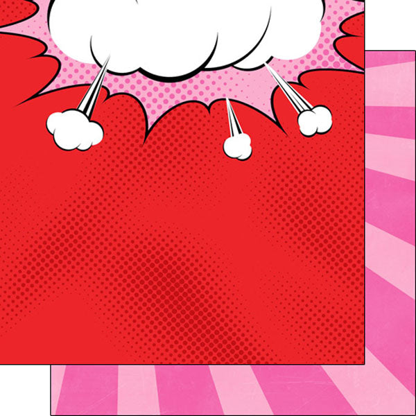 Scrapbook Customs COMIC BURST GIRL DS 12X12 Scrapbook Paper Scrapbooksrus