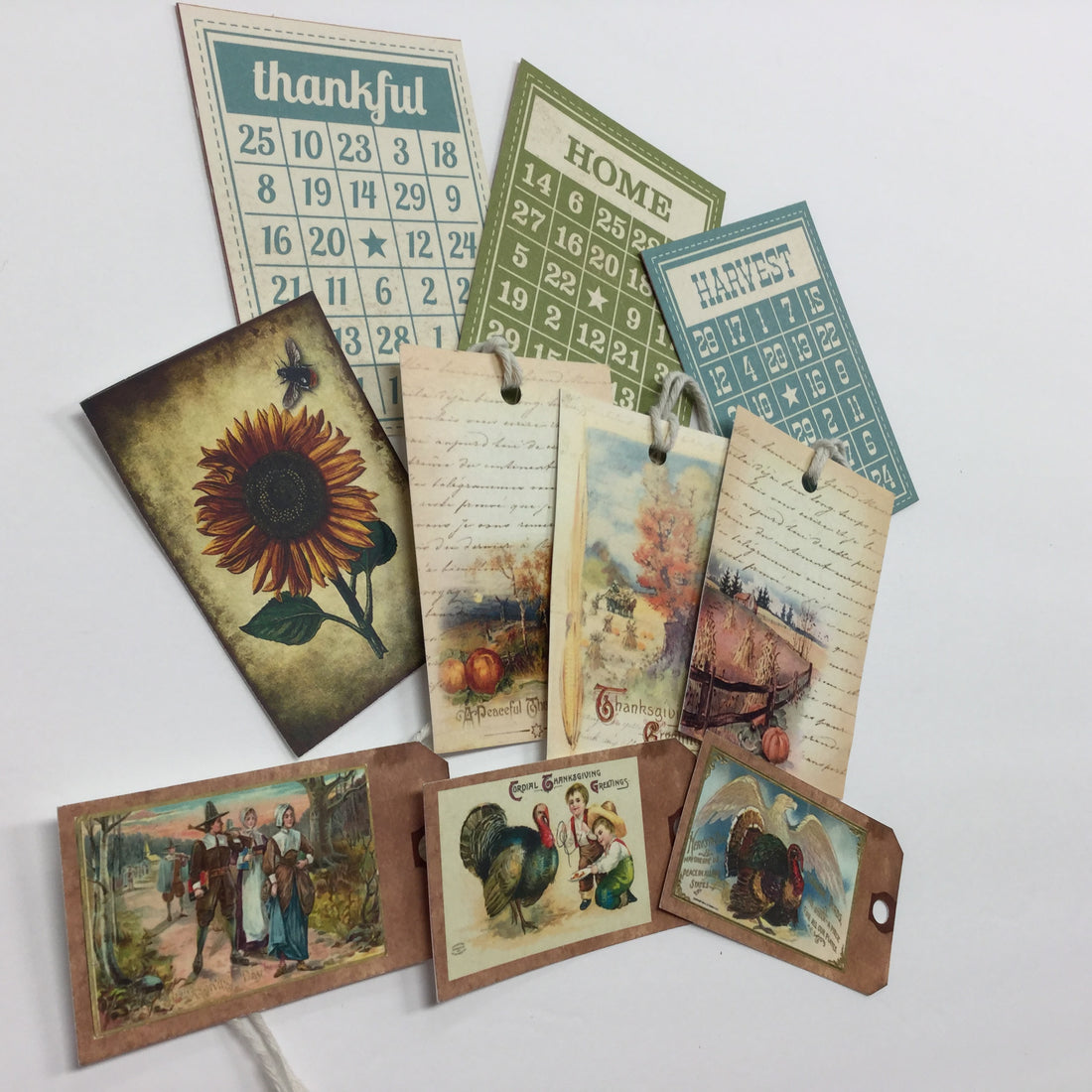 Tags &amp; Ephemera 10pc FALL AND THANKSGIVING TAGS &amp; ATC CARDS Set B Scrapbooksrus 