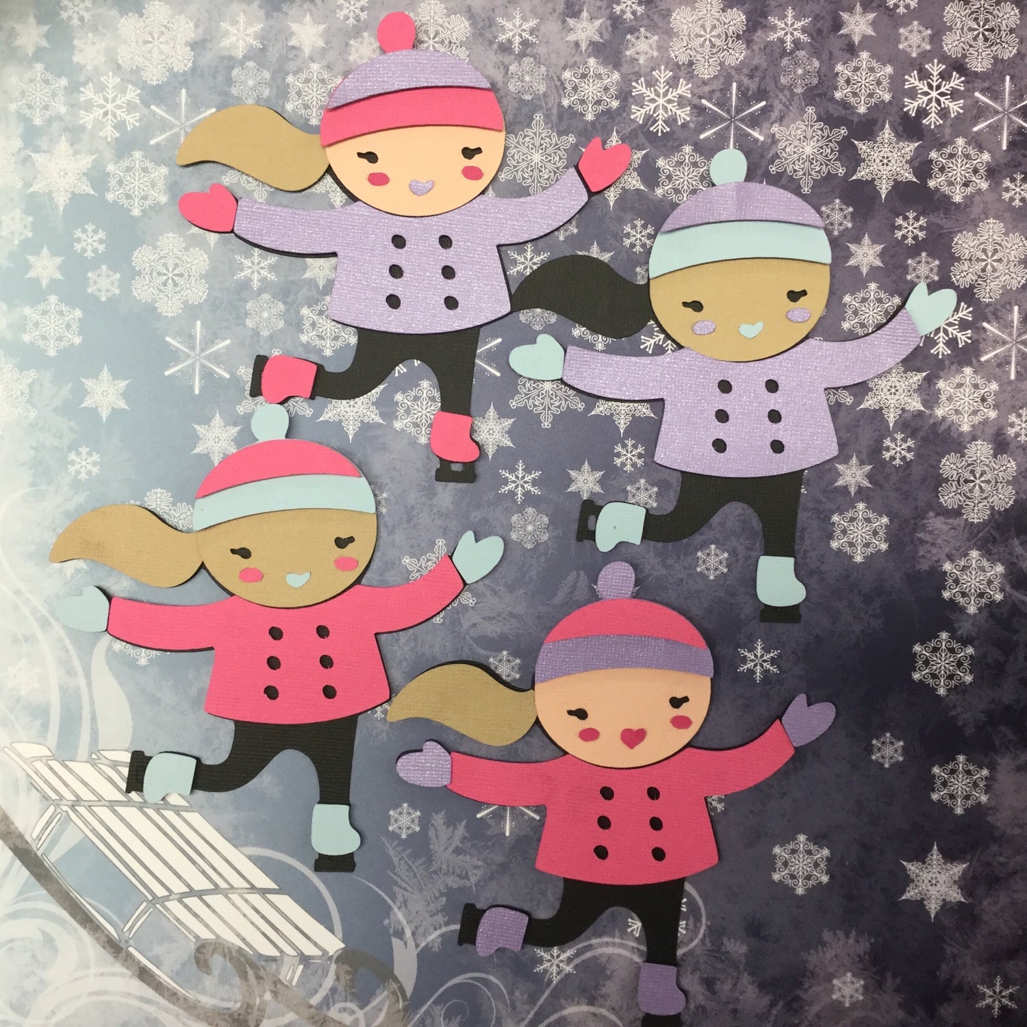 Custom GIRL ICE SKATER Die Cut Diecut Skating Winter