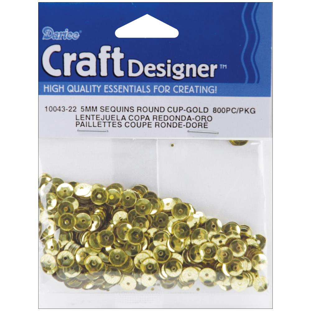 Darice Sequins GOLD 5mm 800pc Round Cup