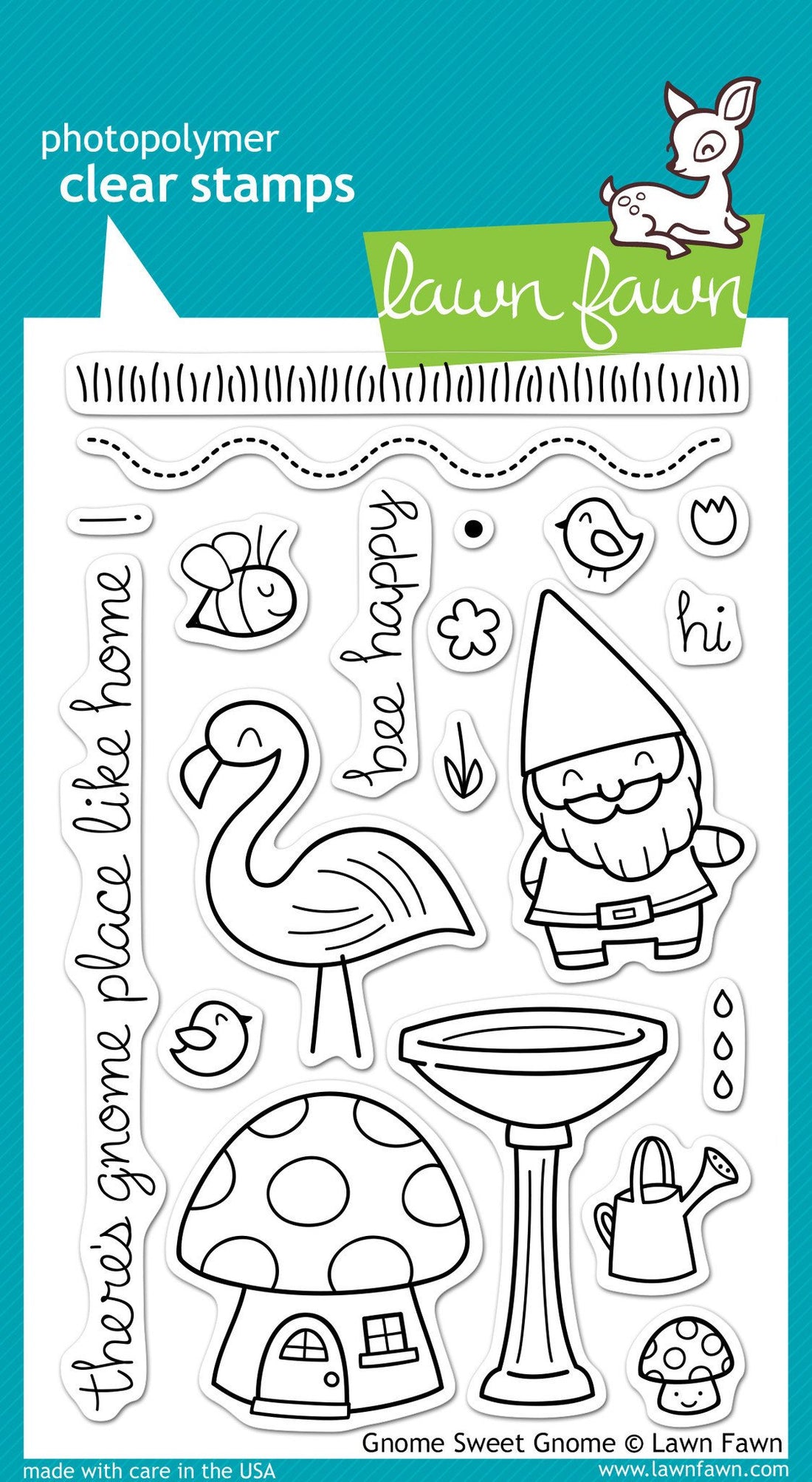 Lawn Fawn GNOME SWEET GNOME Clear Stamps 20pc Scrapbooksrus