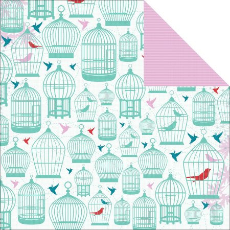 Kaisercraft HUMMINGBIRD FLOWER 12&quot;X12&quot; Scrapbook Birdcage Paper 1 Sheet