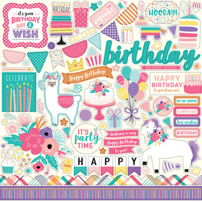 Echo Park HAPPY BIRTHDAY GIRL 13pc 12”x12” Collection Kit Scrapbooksrus 