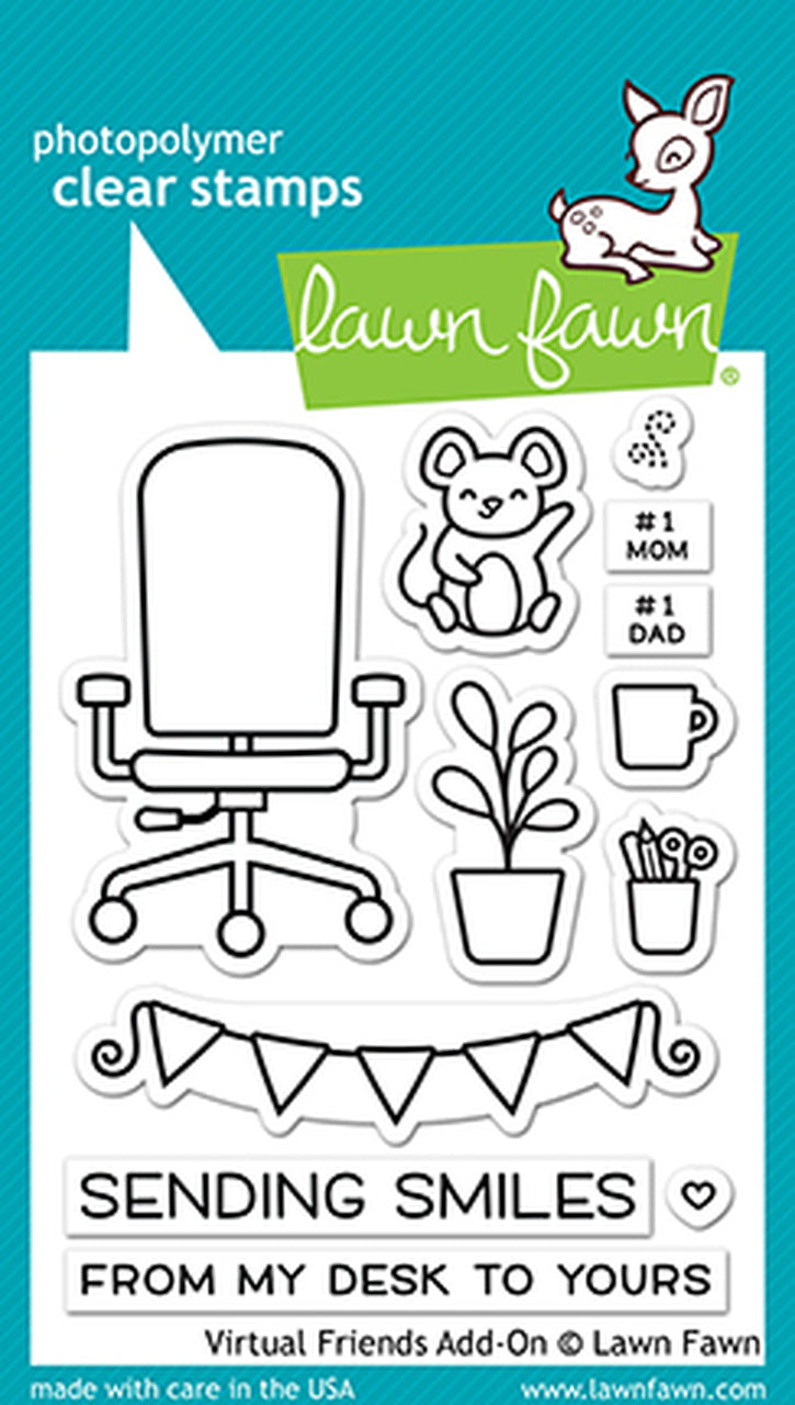 Lawn Fawn VIRTUAL FRIENDS ADD-ON Clear Stamps 4"X3" Scrapbooksrus