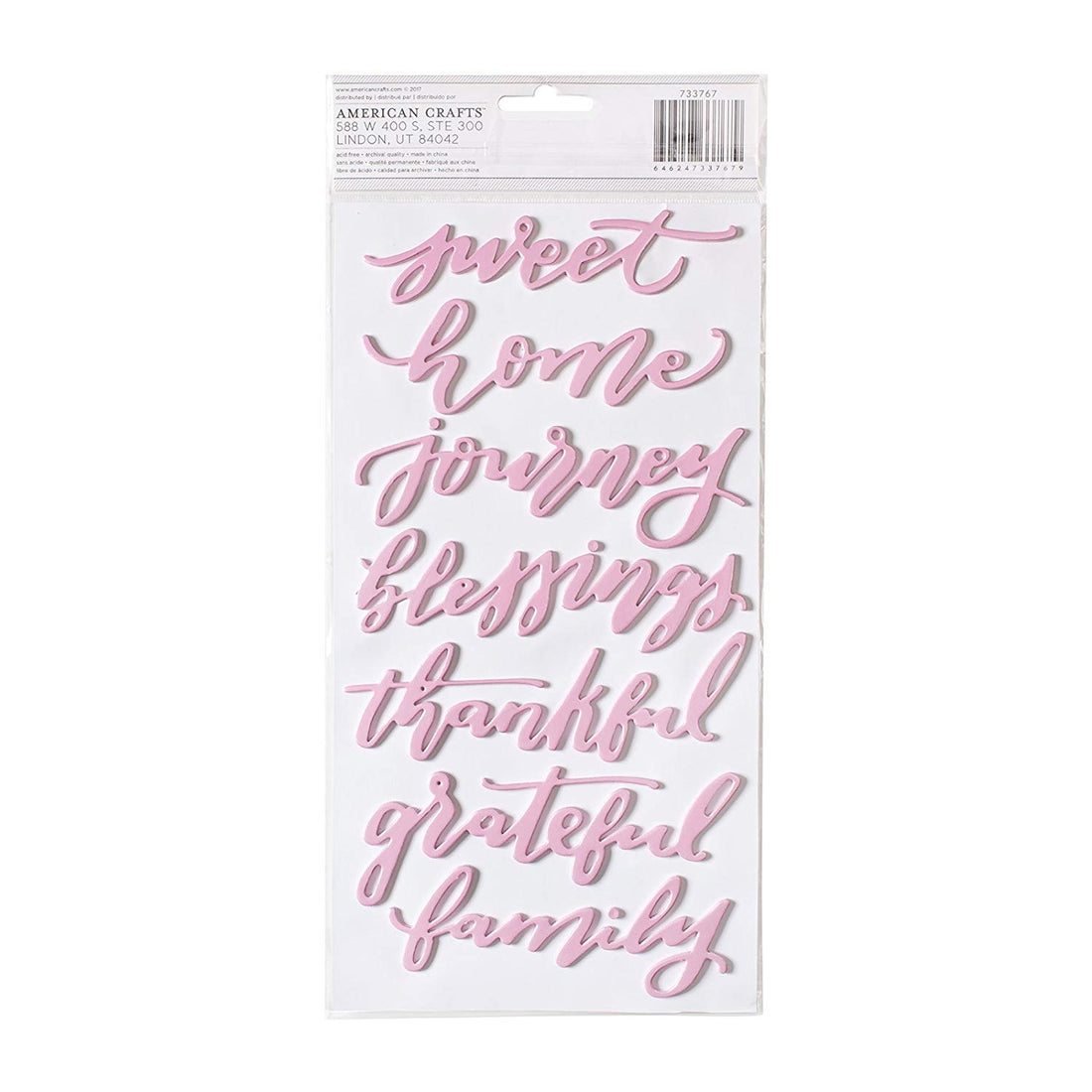 Pebbles Jen Hadfield HANNAH Foil and Foam Phrase Stickers Scrapbooksrus