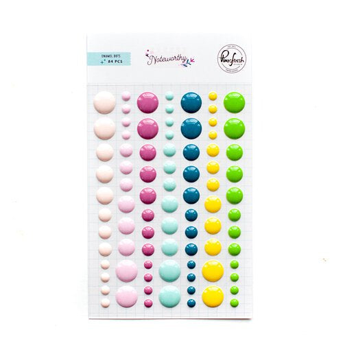 Pinkfresh Studio  Noteworthy ENAMEL DOTS 84 pc Scrapbooksrus 