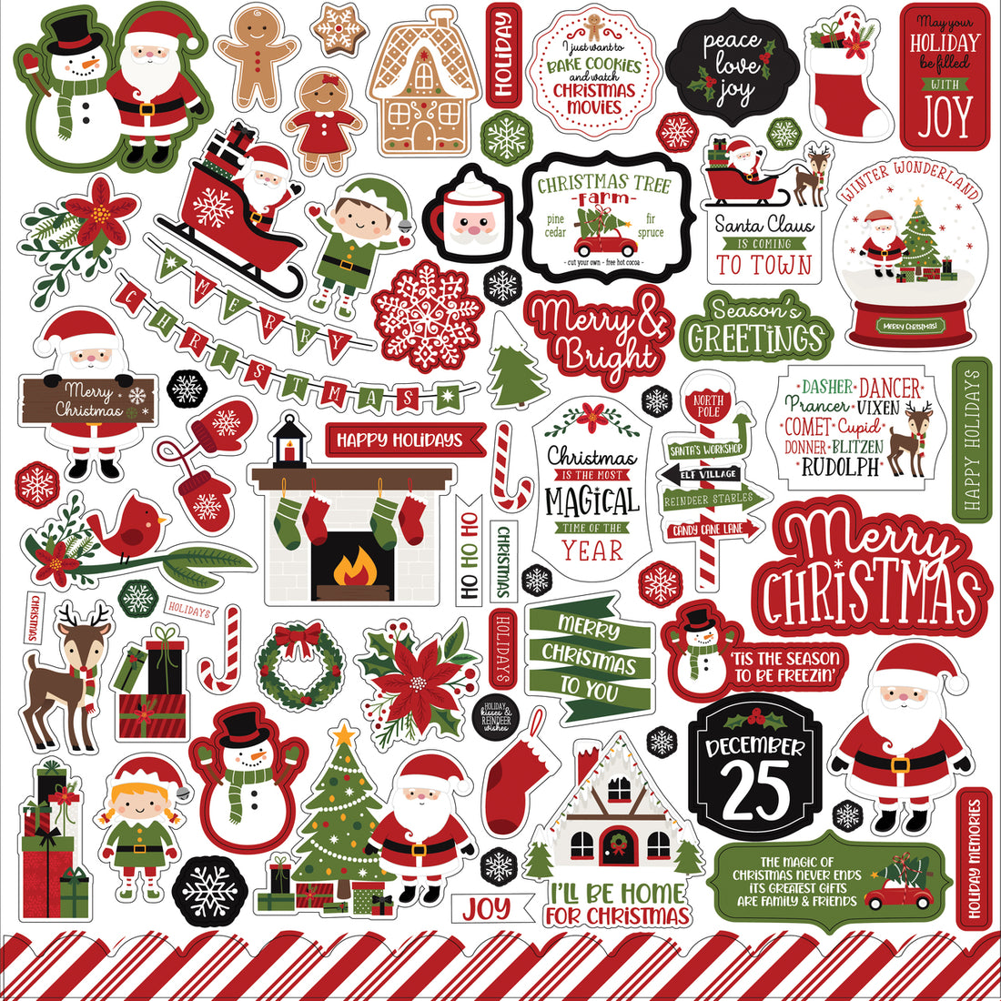 Echo Park Christmas Magic ELEMENT STICKER 12"X12" Scrapbook Sheet Scrapbooksrus