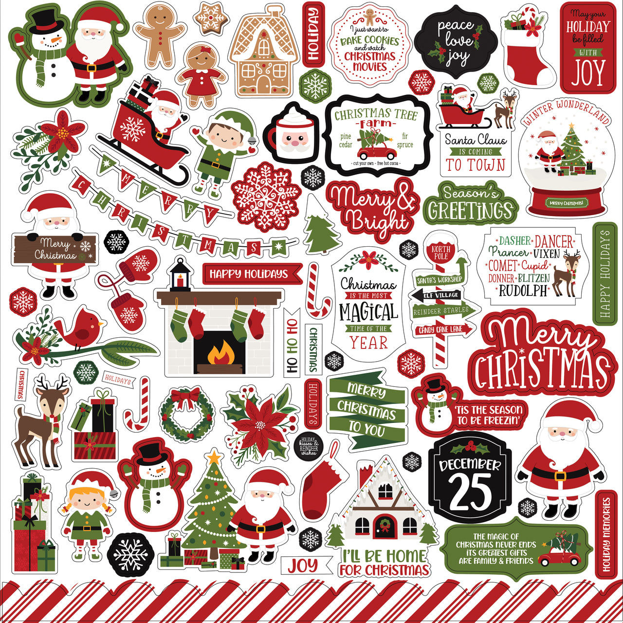 Echo Park Christmas Magic ELEMENT STICKER 12&quot;X12&quot; Scrapbook Sheet Scrapbooksrus 