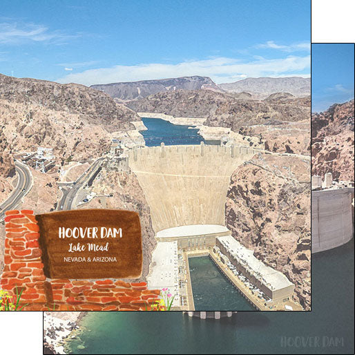 Nevada HOOVER DAM Lake Mead Double Sided 12&quot;X12&quot; Scrapbook Paper Scrapbooksrus 