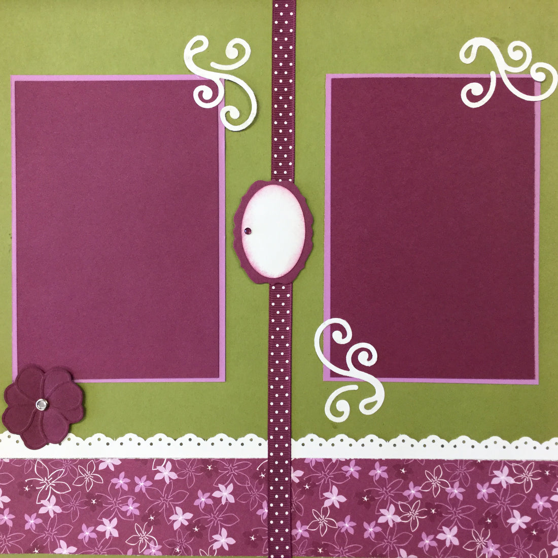 $5.00 Premade Pages PURPLE FLORAL PAISLEY (2) 12"X12" Scrapbook Pages Scrapbooksrus