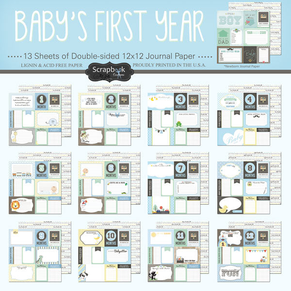 BABY’S FIRST YEAR DS Journal 12X12 Boy Paper Kit Scrapbooksrus