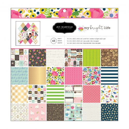 Pebbles Jen Hadfield MY BRIGHT LIFE 12"X12" Paper Pad 48 Scrapbooksrus