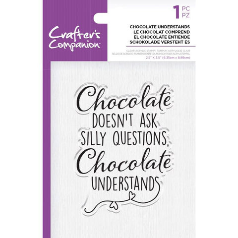 Crafter’s Companion CHOCOLATE UNDERSTANDS Clear Acrylic Stamp 1pc. Scrapbooksrus 