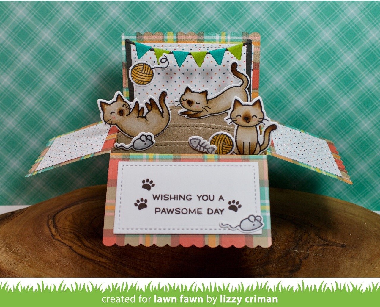 Lawn Fawn SCALLOPED BOX CARD POP-UP Custom Craft Die 14 pc