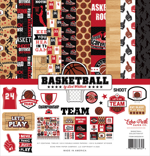 Echo Park  12&quot;x12&quot; BASKETBALL 13pc COLLECTION KIT Scrapbooksrus 