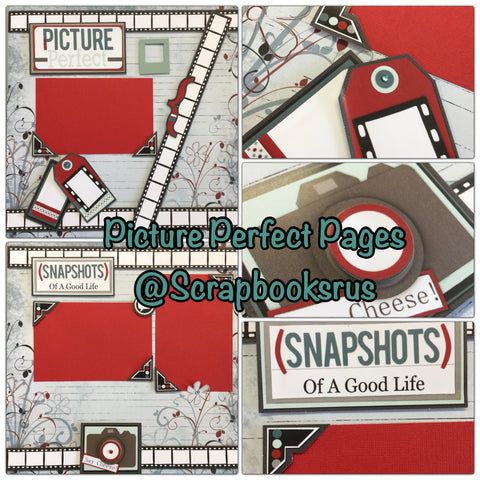 Premade Pages PICTURE PERFECT (2) 12"x12" Scrapbook @Scrapbooksrus