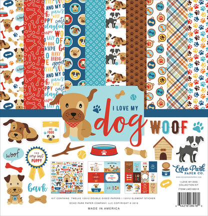 Echo Park 12&quot;x12&quot; I LOVE MY DOG 13pc COLLECTION KIT Scrapbooksrus 