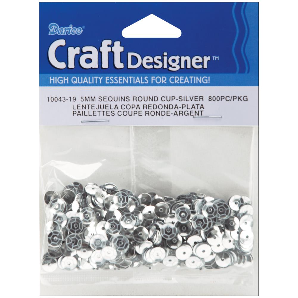 Darice Sequins SILVER 5mm 800pc Round Cup