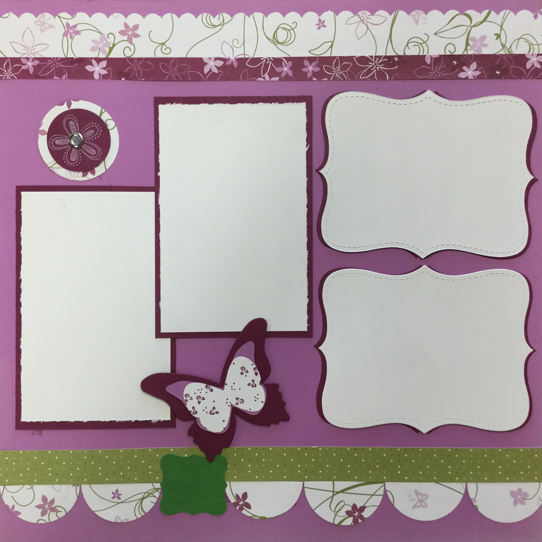 Premade Page BUTTERFLY FRIENDS (2) 12X12 Scrapbook @Scrapbooksrus