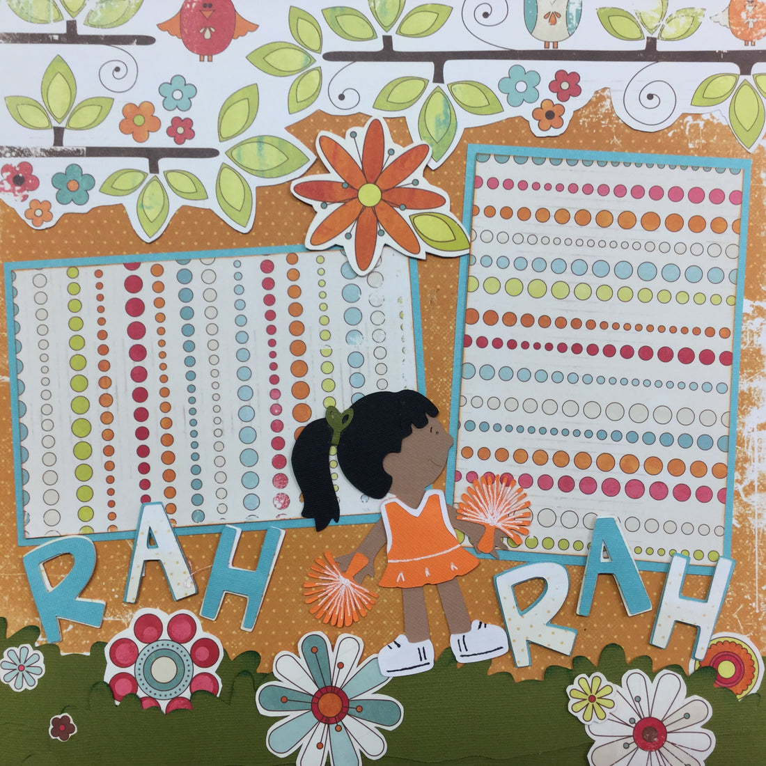 Premade Scrapbook Pages RAH RAH RAH CHEER (2) 12"x12" Layout Scrapbooksrus