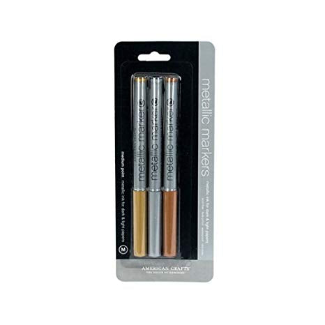 American Crafts METALLIC MARKERS Medium Point 3pc. Scrapbooksrus