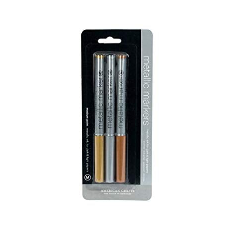 American Crafts METALLIC MARKERS Medium Point 3pc. Scrapbooksrus 