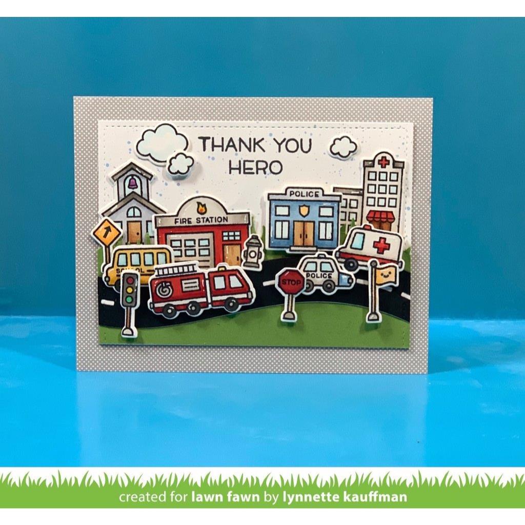 Lawn Cuts VILLAGE HEROES Custom  Craft Dies 15pc. Scrapbooksrus 