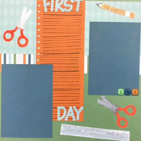 $5.00 Premade Pages FIRST DAY OF SCHOOL (2) 12"X12" Scrapbook Pages Scrapbooksrus 