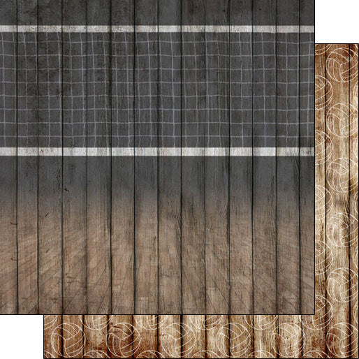 VOLLEYBALL WOOD COURT DS 12x12 Scrapbook Paper Scrapbooksrus