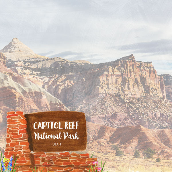 CAPITOL REEF National Park Watercolor 12&quot;X12&quot; Paper Scrapbooksrus 