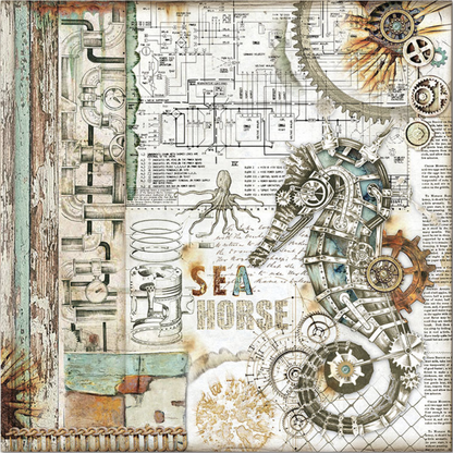 Stamperia MECHANICAL SEA WORLD 12&quot;X12&quot; Paper Pad Scrapbooksrus 