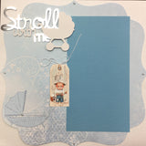 Premade Scrapbook Page STROLL WITH ME (1) 12"x12" Baby Boy Layout