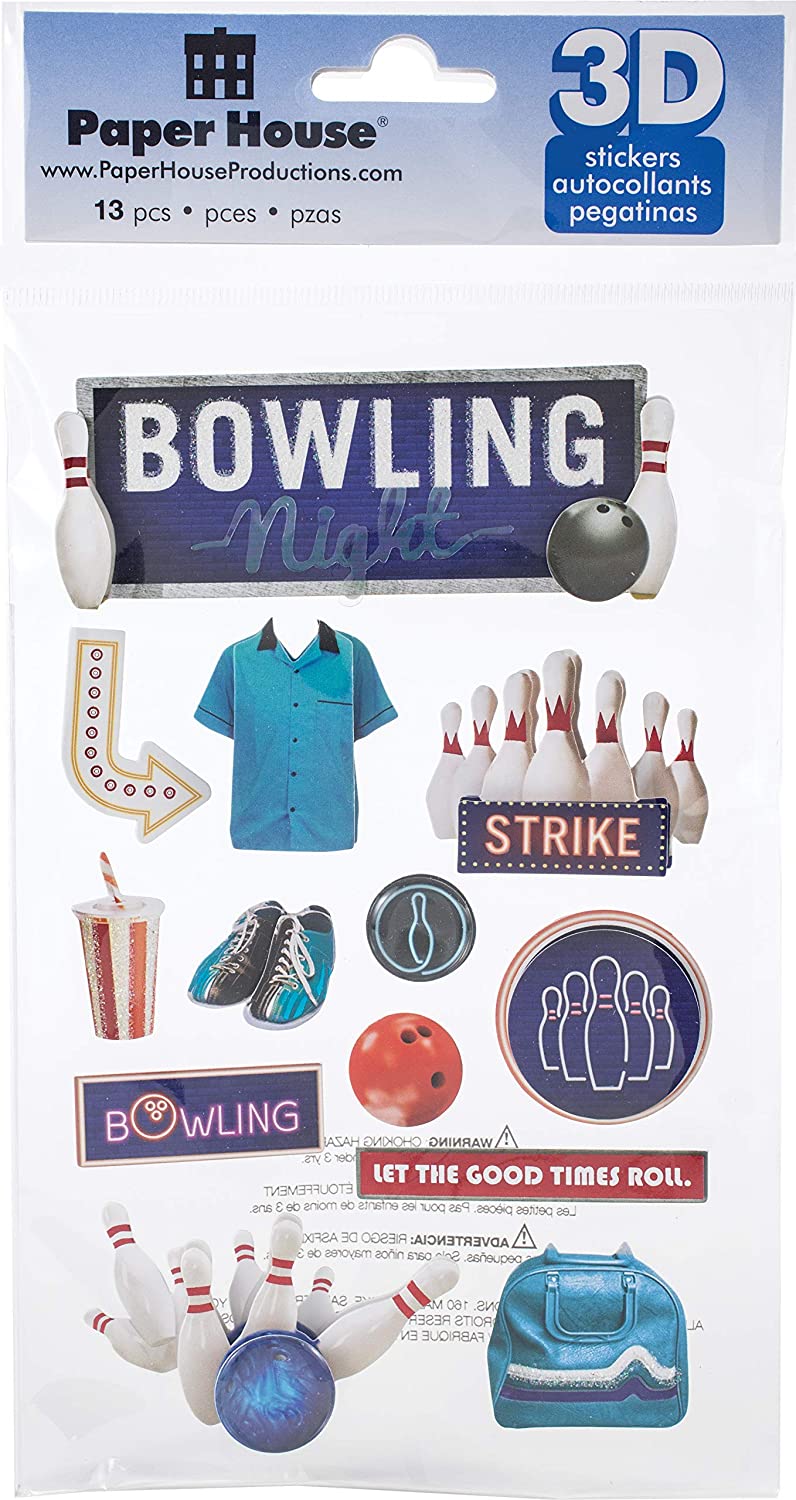 Paper House BOWLING NIGHT 3D Stickers 13pc Scrapbooksrus 