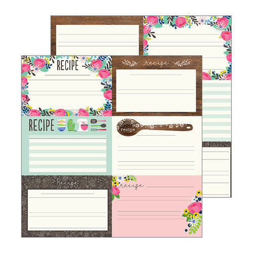 Jen Hadfield My Bright Life RECIPES 12&quot;X12&quot; Scrapbook Paper  Sc