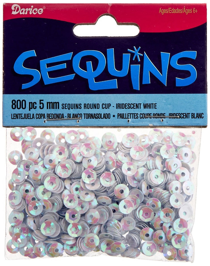 Darice Sequins IRIDESCENT 5mm 800pc Round Cup