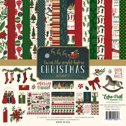 Echo Park  12&quot;x12&quot; TWAS THE NIGHT BEFORE CHRISTMAS  13pc COLLECTION KIT Scrapbooksrus 