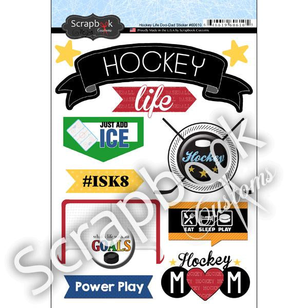 HOCKEY LIFE DOO-DAD Sports 6x9&quot; Dimensional Stickers 16pc